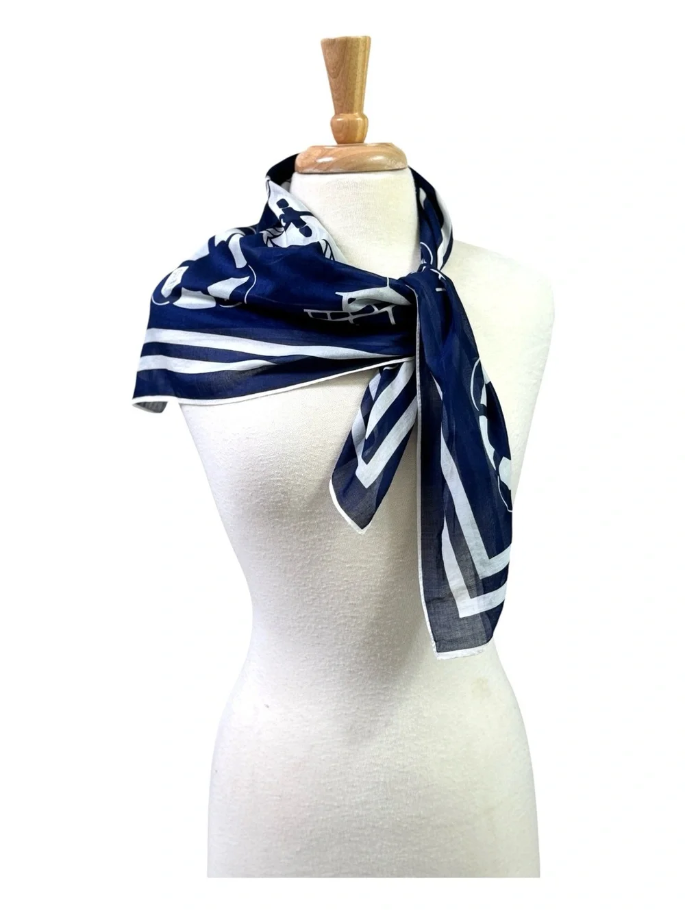 Echo Club 7 Cotton Nautical Anchor & Lifesaver Navy and White Panel